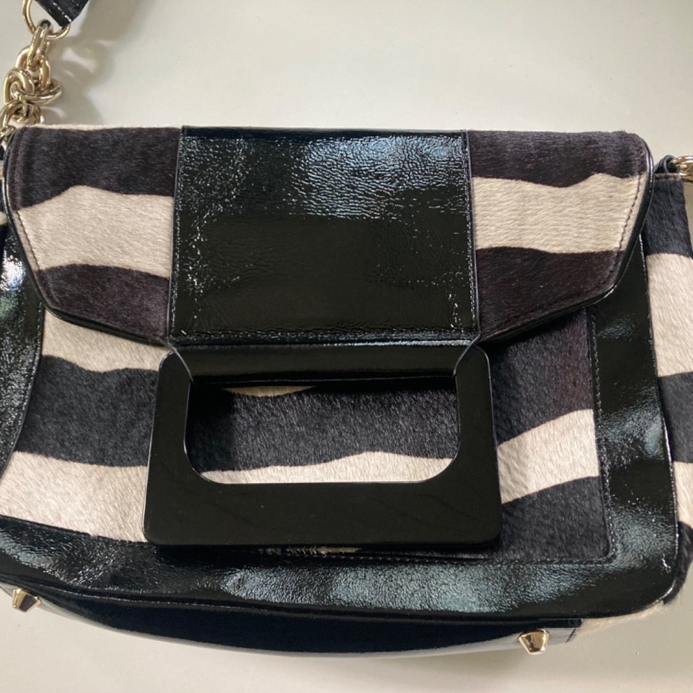 Elaine Turner Zebra Haircalf Shoulder Bag Purse Pink Lined - Picture 2 of 14